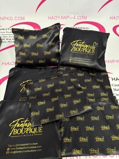 Fantasy Hair Boutique satin bags and branded accessories