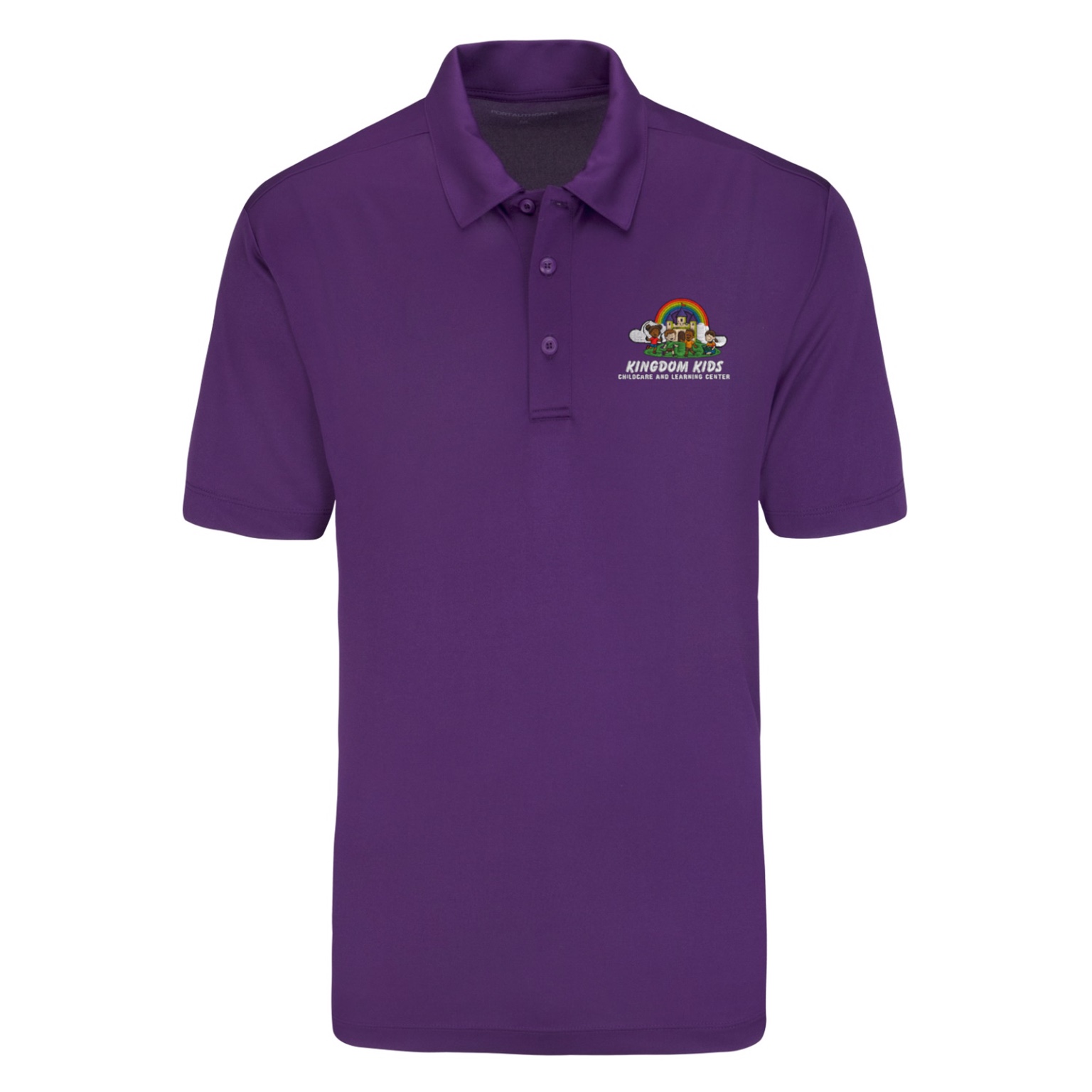 Kingdom Kids purple embroidered staff polo